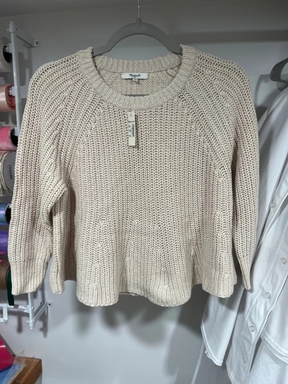 Madewell Cream Chunky Knit Crewneck Sweater